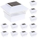 GreenLighting Standard #1 4x4 Solar Post Cap Lights - 4x4 Post Caps for 4x4 Nominal Wood, Vinyl/PVC Fence Lights Outdoor Waterproof - Solar Deck Post Lights (White, 12 Pack)