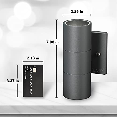 Image of LMP Modern Outdoor Wall Light, Aluminum IP65 Waterproof Porch Light | Up and Down, 3000K 5W G10 Bulbs Included, ETL Certified, Outside Wall Exterior Lighting Fixtures for House,Front Door,Garage