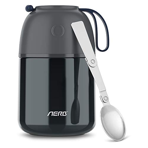 Aerb Thermos Alimentaires Chaud?Boîte Isotherme Repas Chaud, Thermos Isotherme sous Vide en Acier Inoxydable Gamelle Chauffante à Double Couche pour Ecole, Bureau Camping/ 530ML