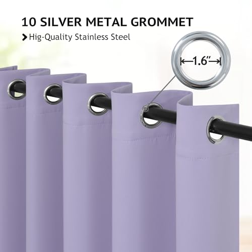 Image of COSVIYA Grommet Room Darkening Lilac Curtains 84 inch Long for Bedroom | Light Blocking Insulated Thermal Curtains for Living Room, Blackout Thick Polyester Window Drapes,70x84 inches, 2 Panels