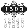 House Address Plaques Metal Address Sign Outside House Address Number Mailbox Number Sign for House Home Hotel Office Garden Decorative Wall Plaque(Delicate Style)