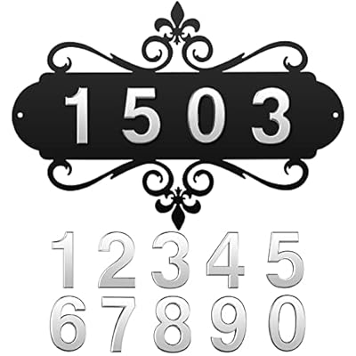 House Address Plaques Metal Address Sign Outside House Address Number Mailbox Number Sign for House Home Hotel Office Garden Decorative Wall Plaque(Delicate Style)