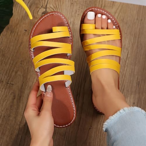 Women's Thumb Orthotic Sandal, Womens Plus Size Cross Strap Open Toe Bunion Correction Sandals, Slip on Flat Sandals Flip Flop, for Girlfriends and Mother, Big Toe Bone Correction4