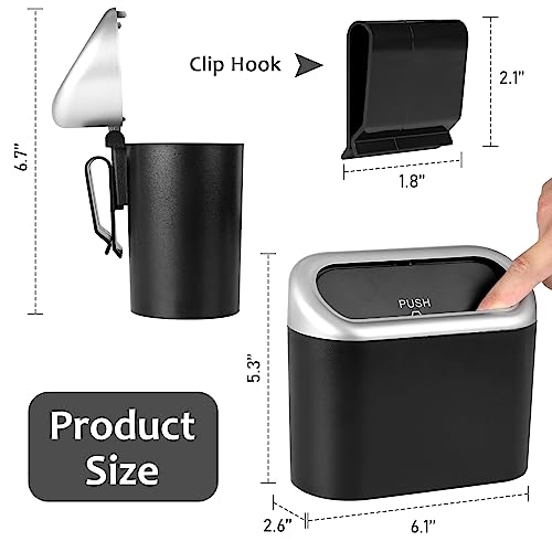 Image of Accmor Car Trash Can with Lid, Mini Vehicle Trash Bin Car Dustbin Garbage Organizer Holder with Trash Bag, 2 Pack Small Hanging Leakproof Cars Storage Bag Container for Auto, SUV, Office (Silver)