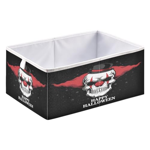 Gravopti Halloween Clown Storage Box Bins 15.8x10.6x7 Inch Large Collapsible Fabric Storage Basket with Handles for Nursery Closet Shelf Toys...