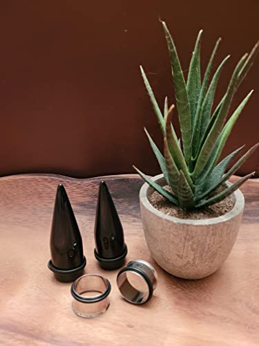 9/16" 14mm Black Tapers and Steel Tunnels Ear Gauging Kit3