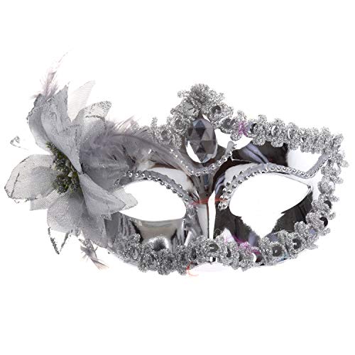 Preisvergleich Produktbild REFURBISHHOUSE Silbrige Augenmaske Kostueme Maskenball Karneval Maske im venezianischen Stil