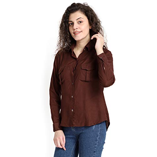 Image of C.Cozami Casual Long Sleeves Double Pocket Women's Rayon Shirts