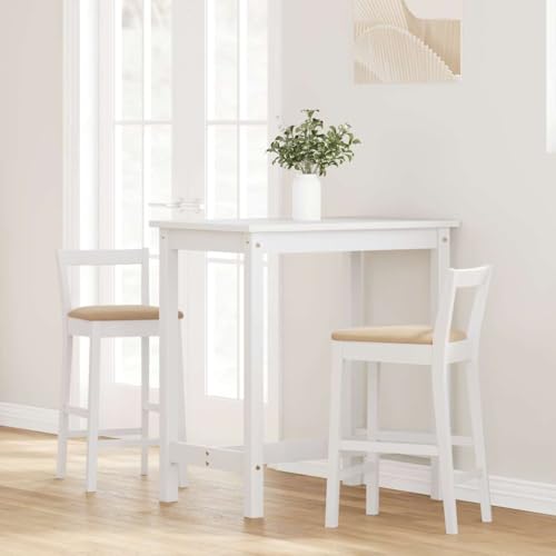 Tabourets de bar robustes en hévéa massif blanc avec siège ergonomique