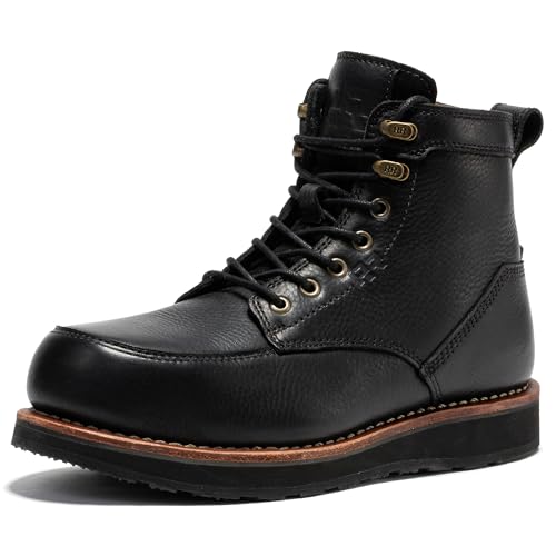 ROCKROOSTER Edgewood Moc Toe Work Boots for Men, 6