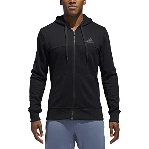 adidas Essentials 3-stripes Pullover Fleece Hooded Sweatshirt Hoodie (Core Black / Core Black / Grey, XX_Large)