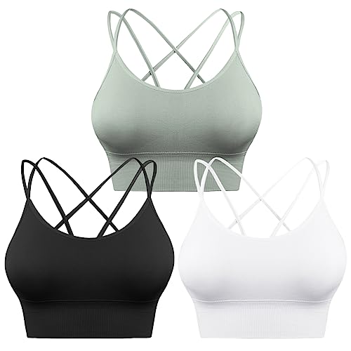 Sykooria 3-Pack Women's Crisscross Sports Bras for Yoga and Fitness