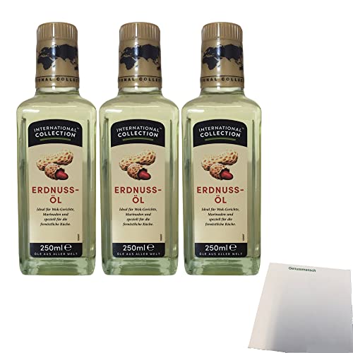 The International Collection Erdnussöl 3er Pack (3x250ml Flasche) + usy Block