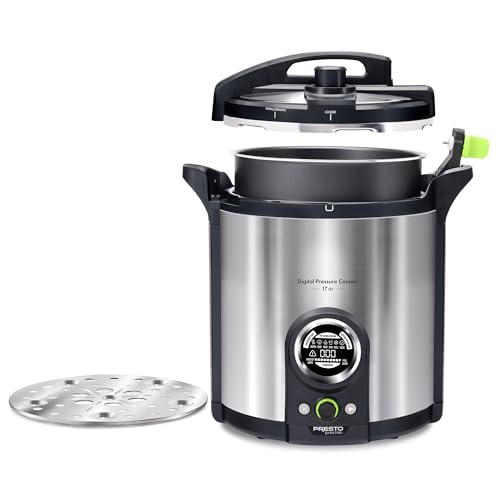 Presto 02152 17-Quart Digital Pressure Canner - Digital Display, Waterbath Capable, 10 Built-In Safety Features, Recipe Book, Stainless Steel