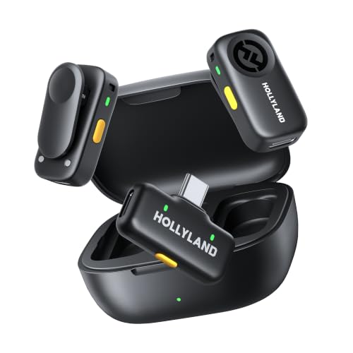 Hollyland Lark A2(2TX+1RX+Charging Case) Wireless Microphone, AI Auto-Limit