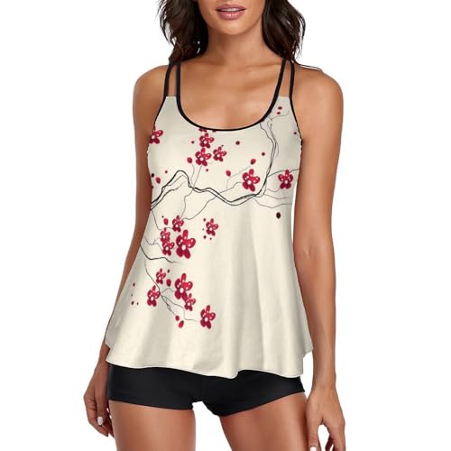 Tankini avec short de garçon couvrant pour masquer le ventre avec élégance