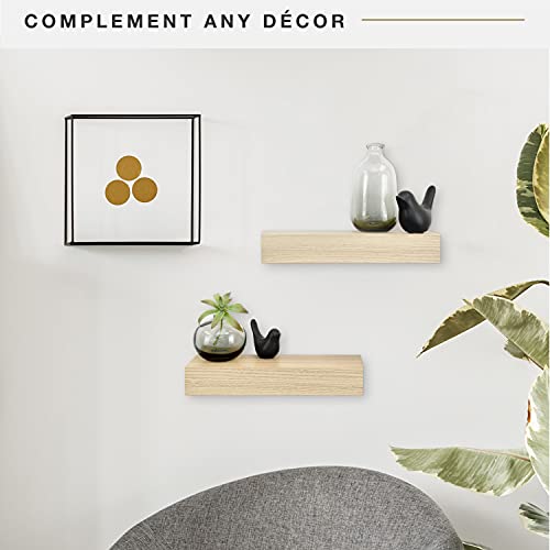 Image of MCS Natural Woodgrain Floating Shelves, 12 Inch x 4 Inch, Set of 2, 12 x 4