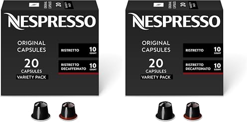 Image of Nespresso Capsules Original, Ristretto Variety Pack, Dark Roast Espresso Coffee, 20 - Count (Pack of 2) Coffee Pods