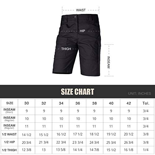Free Soldier Men's Hiking Tactical Cargo Shorts Multiple Pockets Waterproof Shorts Outdoor Fishing Camping Shorts Black 34W X 11L #TOP5