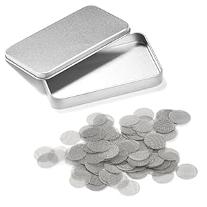 Pipe Screens 200 Pieces Stainless Steel 3/8″ (0.375 Inch | 9.5 mm) Pipe Bowl Fiters with Metal Storage Box