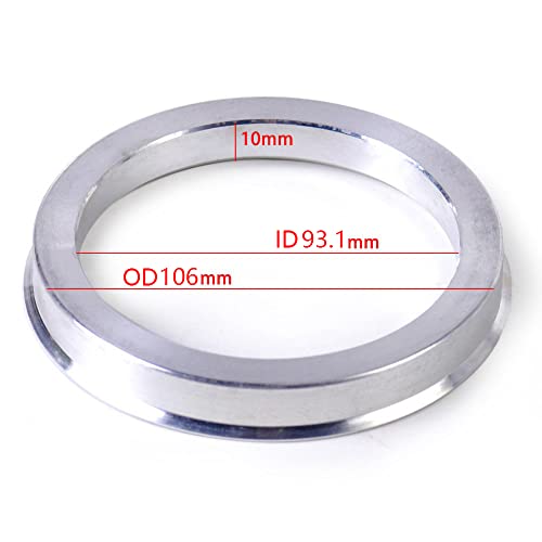 Image of ZHTEAPR 4pc Wheel Hub Centric Rings 106 to 93.1 OD 106mm (106.1mm) ID 93.1mm - Aluminium Alloy Wheel Hubrings 93.1 to 106