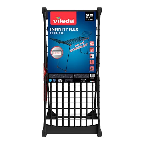 Vileda Stendibiancheria Infinity Flex, Tendedero Plegable, Negro