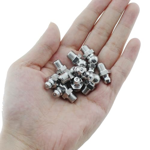 Image of 9PCS M8-M8x1 /M8x1-45 Degrees /M8x1-90 Degrees Hydraulic Grease Fitting Kit Silver Stainless Steel Grease Fitting Suitable for Car Motorbikes Trucks Farm Industrial Application