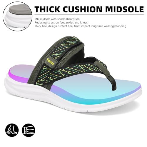 Image of Womens Platform Arch Support Flip Flops | Summer Wedge orthotic Slide Sandals footbed Thong Sandals for Pool Beach