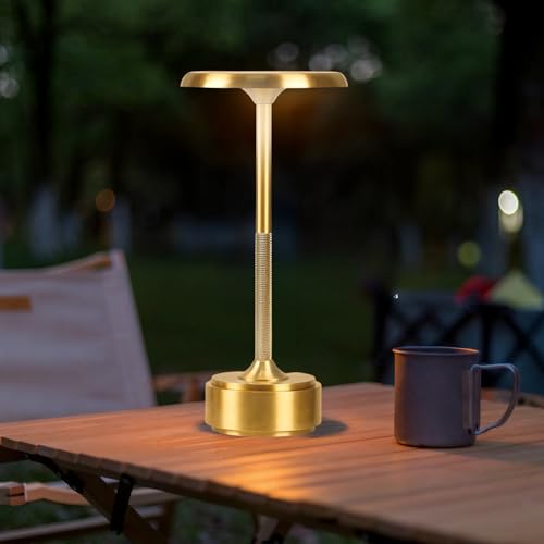 MHazlxs Cordless Portable Gold Table Lamp, Rechargeable Desk Lamp with