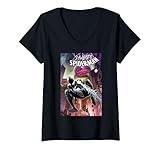  Womens Marvel Symbiote Spider-Man Versus Mysterio Comic Book Cover V-Neck T-Shirt