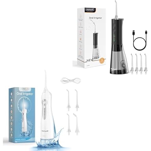 Mornwell Water Dental Flosser Teeth Pick for Teeth, Portable Cordless Water Flossers Oral Irrigator with 10 Intensity 4 Jet Rechargeable IPX7 Waterproof Water Tank Flosser Electric Travel Cover