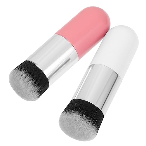 SAFIGLE 2piezas Brochas Maquillaje Base y Polvos Sueltos Cerdas Sintéticas Esponjosas Para Difuminar y Contornear Maquillaje Profesional Para Mujer Uso Diario