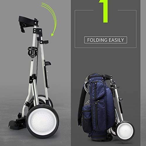 KXDLR 2020 New Golf Push Cart 4 Wheels Foldable Hand Cart Easy Push and Pull Cart Trolley with Score Board, Quick Open and Close Golf Pull Cart - Thumbnail 4
