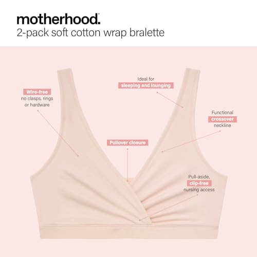 Image of Motherhood Maternity Women's Soft Cotton Spandex Wrap Front Maternity & Nursing Sleep Bralette Bra S-3x