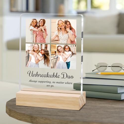 Image of Giftplease Customized Photo Frame with Text & Wooden Stand | Personalised Printed Photo Frame Gift for Sister | Birthday, Tabletop D cor | Customized Photo Gift (6x8 Inches) SIS 01