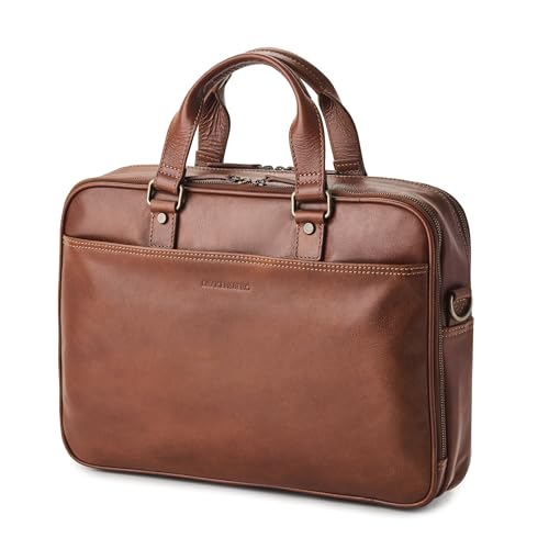 Porte-documents en cuir homme marron avec 2 compartiments principaux