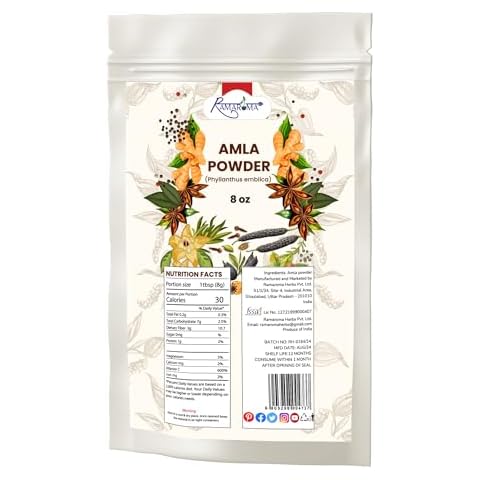 Amla Powder (Indian Gooseberry) 8oz (226g) Jar ~ All Natural | No Color | Gluten Friendly | Vegan | NON-GMO | No Salt or fillers |100% Natural, No Preservatives… Cover