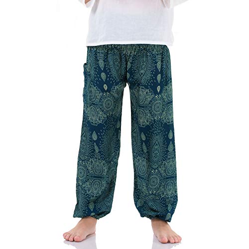 Vegan & Fair - Orientalische Kinder Aladinhose Haremshose Spirit of Mandala für Jungen & Mädchen (Large, Türkis Mandala) Cover