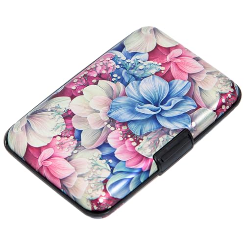 Image of Credit Card Holder Small RFID Blocking Wallet Business Metal Slim Mini Aluminum Hard Case for Women Men Gift, Pink Hydrangea Flowers, small, Minimalist, Compact, American