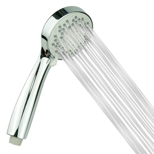 Pommeau de Douche Haute Pression, Markcco Pommeau de Douche Économie d’Eau avec 3 Modes de Jet, Poignée Ergonomique et Embout en Silicone Écologique, Chrome Cover