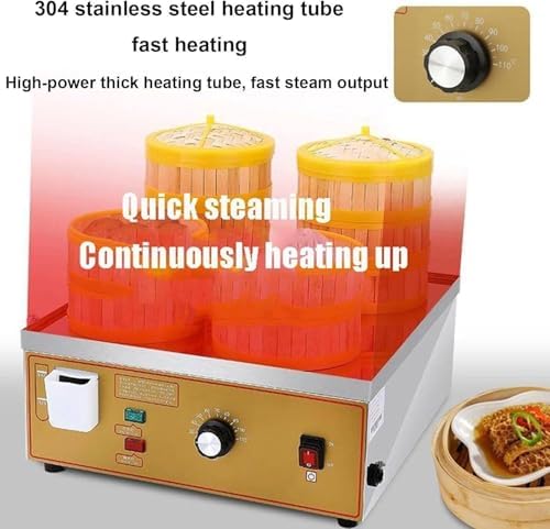Stainless Steel Steamed Bun Machine with Boil-Dry Alarm & Independent Water Supply - U-Tube Heating for Home & Restaurant, 2 Cooking Holes