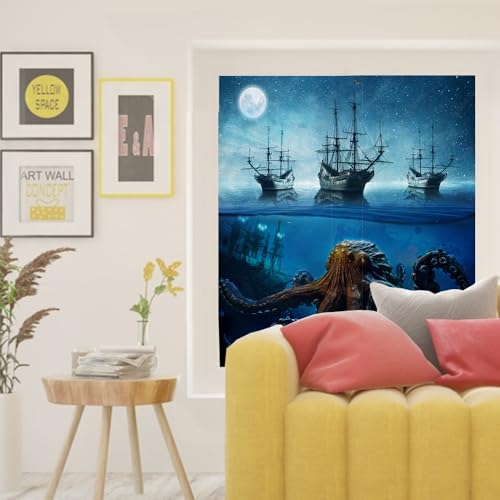 Película para ventana tema pulpo monstruo submarino 23.6 x 35.4 in miniatura 5