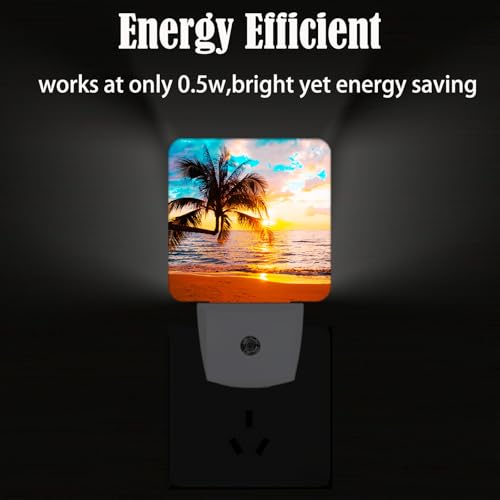 Image of Summer Sunshine Beach Night Light,Plug Into Wall Decor for Stairway,Hallway,Kitchen,Dusk to Dawn Sensor Nightlights for Boys /Girls /Women /Men Room Gifts
