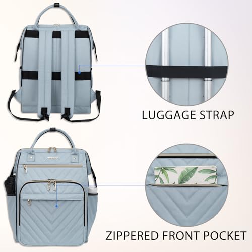 Image of VANKEAN 17 Inch Laptop Backpack for Women Fashion Computer Work Bag, Large Capacity Waterproof, Daypack Business Travel Backpack, Light Blue