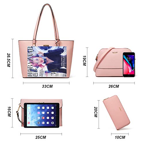 Image of Women Fashion Synthetic Leather Handbags Tote Bag Shoulder Bag Top Handle Satchel Purse Set