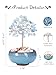 GEHECRST Aquamarine Crystal Tree Natural Healing Crystals Gemstone with Ceramic Base Handmade Stone Feng Shui Bonsai Money Tree for Wealth Good Luck Home Office Decor Crystal Gifts
