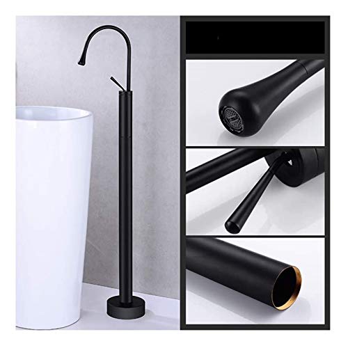 Shower Set Freistehende Armatur Badewanne Einzelgriff Standarmatur Freistehende Wannenarmatur Messing Standarmatur Badewannenarmatur mit 360° Drehen Auslauf,Schwarz Cover