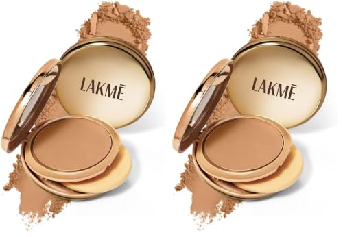 Image of Lakme Unreal Dual Cover Pressed Powder, 2 In 1 Compact + Foundation, Non Cakey Coverage, Lightweight & Long Lasting Compact, 30 Cinnamon,9g (Pack of 2)