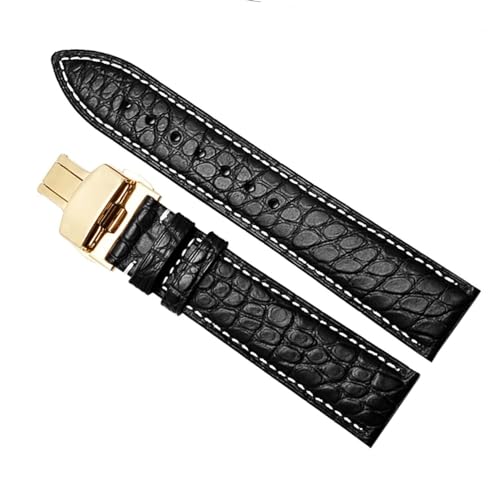 Bracelet de montre en cuir de crocodile 23mm universel pour fermoir pliant