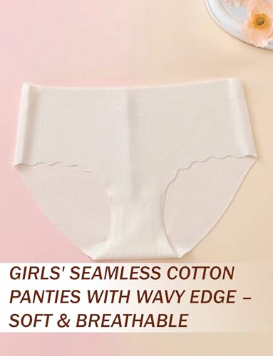 Panegy Teen Girls Seamless Briefs Mid Waist Soft Underwear Solid Color Knickers 4 Pack 7-16 Years3